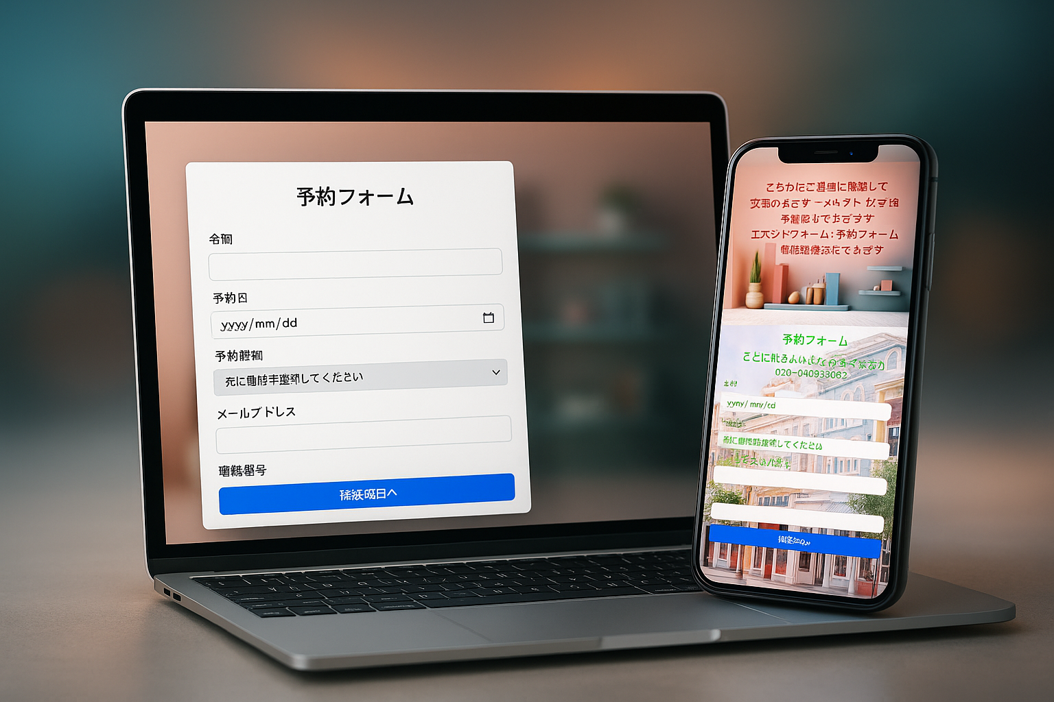 スマホ対応 予約フォーム UI 例